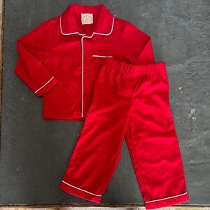 TBBC Classic Red Kids Pajama Set with White Piping